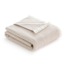 Todocama - Extra Soft Cotton Blanket with GOFR Design, Multipurpose Four Seasons Bedspread for Sofa, Bed, Decorative Cover and Throw, (Sand Beige, 120
