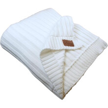 Dalisa Denise Organic Turkish Cotton Throw Blanket 150 x 200 cm, White â“ GOTS Certified, Soft Knit for Sofa & Bed, Boho Vintage Design, Machine