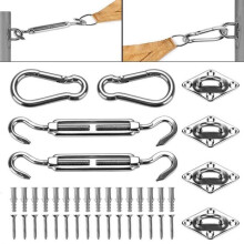 Kit de fijación - Acero inoxidable - Vela de sombra - 40 piezas - Triangular - Rectangular