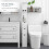 (White, Engineered Wood) Slim White Bathroom Cabinet with Drawers 5