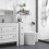 (White, Engineered Wood) Slim White Bathroom Cabinet with Drawers 7