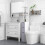 (Multicolor, Engineered Wood) Tall Freestanding Bathroom Cabinet, White & Grey 2