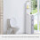(Multicolor, Engineered Wood) Tall Freestanding Bathroom Cabinet, White & Grey 5
