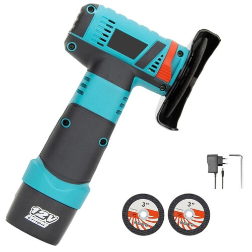 Esmerilhadeira Angular  de 12V com 7,6 cm (3 Polegadas) Sem Fio para Cortar, Polir e Lixar - Plugue UE 1