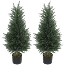 2-Pack 90cm Artificial Cypress Trees w/ Pot
