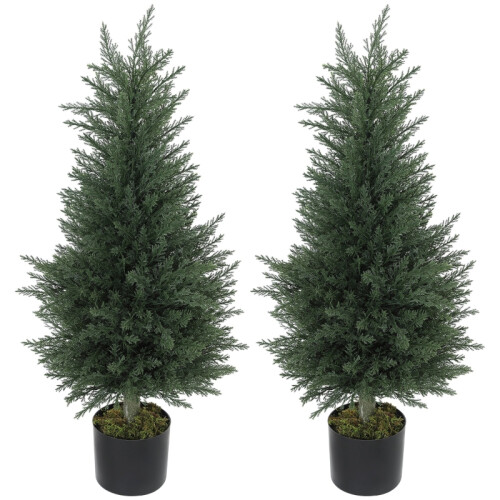 2-Pack 90cm Artificial Cypress Trees w/ Pot
