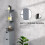 (Grey, Engineered Wood) Tall Grey Freestanding Bathroom Cabinet 6