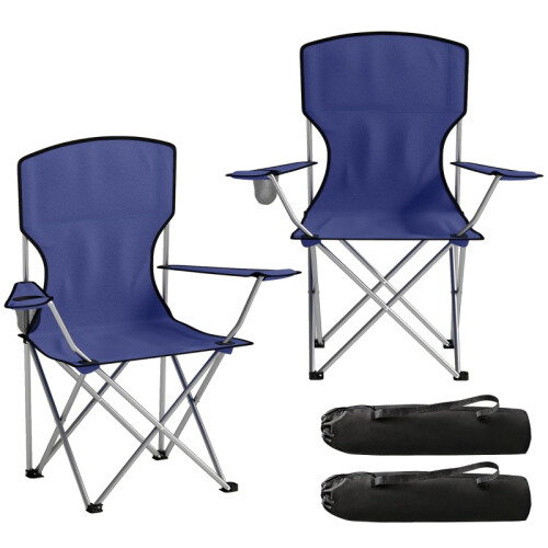 Outsunny 2-Pack Folding Camping Chairs, Dark Blue