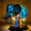 Animal table lamp, colored resin elephant desktop night light, 3D stained-G 1