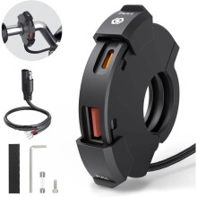 Chargeur USB pour moto - PZCC - Étanche - QC3.0 - USB PD Type C - 12V-24V