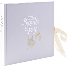 Baby Photo Album - 4'x6' - Stork Design - White Bundle of Joy