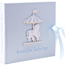 Baby Photo Album - 4'x6' - Carousel Design - Blue Baby Boy