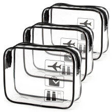 Flugzeug-Kulturbeutel - 3-teilig, transparentes PVC, 1 l - Geeignet für Handgepäck, Flüssigkeiten, für Damen und Herren.-G