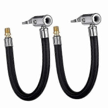 40cm Auto Car Air Tire Chuck Inflator Pump Hose Adapter Valve Pipe Tool Kit (Black+Silver, 2pcs)