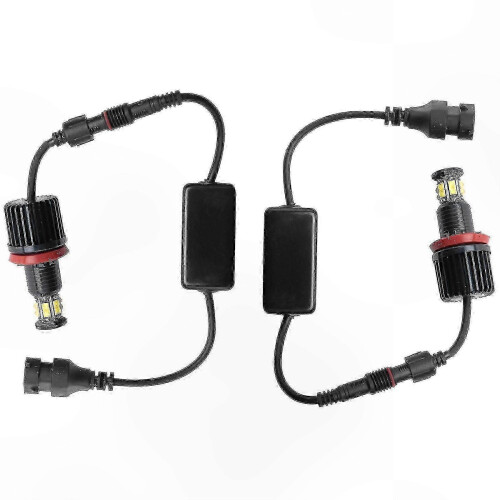 1 Pair 120W 12-LED Angel Eye Marker Headlights for E82 E90 E92 E60 E61 E63 E89 X6 H8 Lamps
