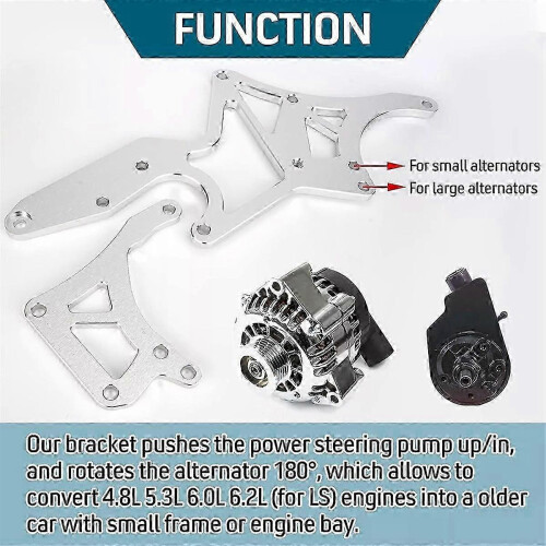 Fits for LS Engine Serpentine Bracket Alternator Power Steering Pump Swap Conversion 1