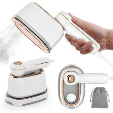 Portable Travel Garment Steamer, Mini Handheld Clothes Steamer with Steam Iron Function, Fast Heating Wrinkle Remover for Home & Travel, White
