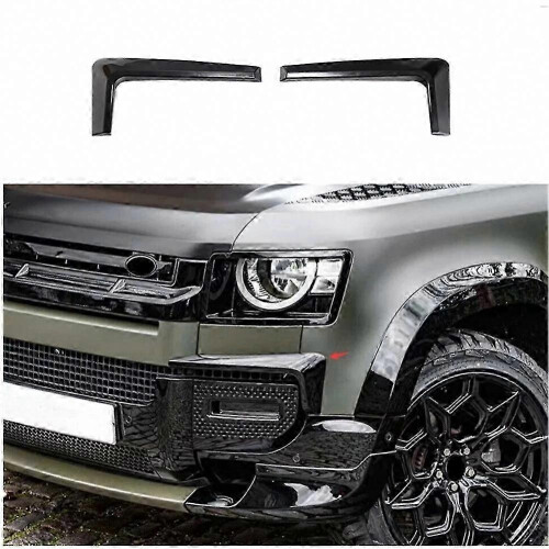 2PC Glossy Black Front Bumper Splitter Canards Aero Diverter Set 2