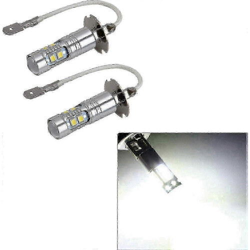 2pcs Super Bright White H3 LED Fog Light Bulbs, 12V-24V DC Headlight Conversion Kit 2