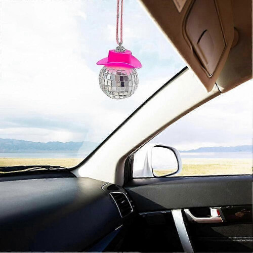Spinning Disco Cowboy Charm Rearview Mirror Dangle For Auto Interior Decor Vehicle Accessory 2