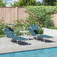 vidaXL Sun Lounger Folding 2 pcs Green 58 x 188 x 77cm Polyester