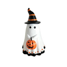 Halloween Resin Ghost Figurine Cute Witch Hat Pumpkin Decor Home Party Ornament