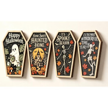 (SCM3191-2(13*20)1pcs, brown) Halloween Wooden Figurine Spooky Party Scene Decor Tabletop Home Gift Craft Ornament