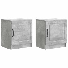 vidaXL Bedside Cabinet 2 pcs Concrete Grey 43 x 34.5 x 47 cm