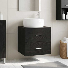 vidaXL Wall-Mounted Sink Vanity Black Oak 49.5 x 44.5 x 66 cm