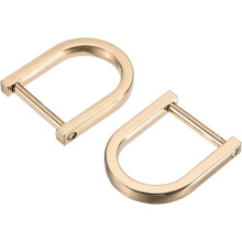 15mm(0.79") U Shape Horseshoe D-Rings Zinc Alloy Screw-in Buckle for DIY Craft, Gold Tone 6pcs