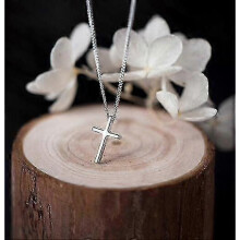 925 Sterling Silver Cross Necklace 15.7 Inch