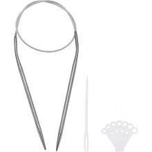 Circular Knitting Needles Kit, 16.54 Inches Length 3.6mm Dia Round Stainless Steel Sweater Needle for Handmade Projects DIY Knitting