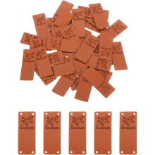 50 Pcs Handmade Leather Labels, PU Leather Handmade Tags Button with Hole Embossed Tag for Embellishment DIY Sewing Crafts, 50x20mm, Bird