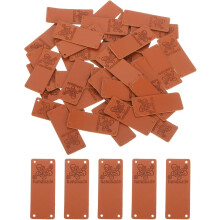 50 Pcs Handmade Leather Labels, PU Leather Handmade Tags Button with Hole Embossed Tag for Embellishment DIY Sewing Crafts, 50x20mm, Butterfly