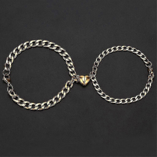 (NK chain) Magnet Heart Couple Bracelet