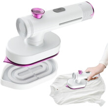 Portable Mini Steam Iron, Rotatable Handheld Garment Steamer, Foldable Travel Iron, Clothes Wrinkle Remover for Home & Travel, White