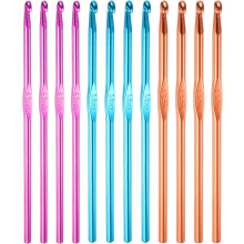 12Pcs Aluminum Crochet Hook 4.5mm 5mm 5.5mm US Size 7 8 9 Knitting Needles for DIY Craft Yarn Purple Blue Orange