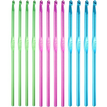 12Pcs Aluminum Crochet Hook 4mm 4.5mm 5mm US Size 6 7 8 Knitting Needles for DIY Craft Yarn Green Purple Blue