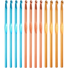 12Pcs Aluminum Crochet Hook 5mm 5.5mm 6mm US Size 8 9 10 Knitting Needles for DIY Craft Yarn Blue Orange Gold