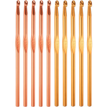 10Pcs Aluminum Crochet Hook 5.5mm 6mm US Size 9 10 Knitting Needles for DIY Craft Yarn Orange Gold