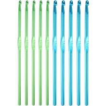 10Pcs Aluminum Crochet Hook 4mm 5mm US Size 6 8 Knitting Needles for DIY Craft Yarn Green Blue