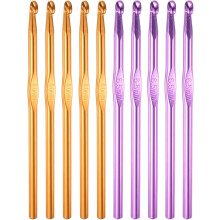 10Pcs Aluminum Crochet Hook 6mm 6.5mm US Size 10 10.5 Knitting Needles for DIY Craft Yarn Gold Purple