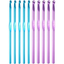 10Pcs Aluminum Crochet Hook 5mm 6.5mm US Size 8 10.5 Knitting Needles for DIY Craft Yarn Purple Blue
