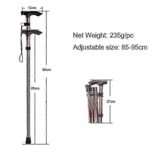 (Gold) Folding Cane, Foldable Cane, Walking Cane, Non-slip Comfortable jn