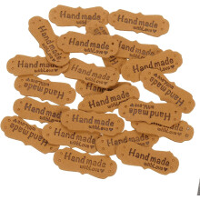 40pcs PU Leather Label, Sewing Embossed Tag Embellishment Knit DIY Accessories for Jeans Bags Shoes Hats (Brown)