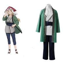 (green, S) Tsunade Grandma Cosplay Costume Naruto Anime Outfit Halloween Role Play Clothing Women Kimono Top+Pants Set