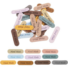 100pcs PU Leather Labels, Sewing Embossed Tag Embellishment Knit DIY Accessories for Jeans Bags Shoes (10 Colors)