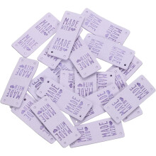 50pcs PU Leather Label, Sewing Embossed Tag Embellishment Knit DIY Accessories for Jeans Bags Shoes Hats (Purple)