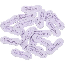 50pcs PU Leather Label, Sewing Embossed Tag Embellishment Knit DIY Accessories for Jeans Bags Shoes (Purple)