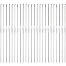 24pcs Crochet Hooks 3.5mm Iron Knitting Needles Comfortable Smooth Crochet Needles for DIY Craft Yarn, Silver Tone